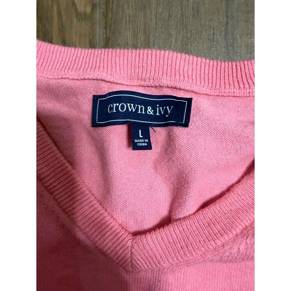 crown & ivy Pink V-Neck Sweater